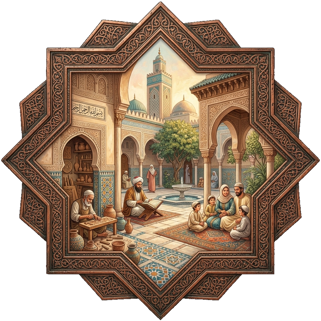 SAHN is a shared courtyard where thought meets people and seeks a place in real life. illustration